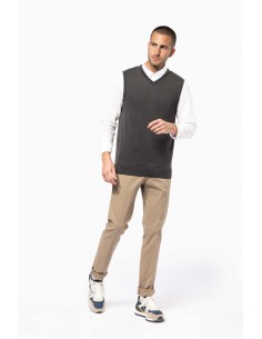 K-KA969-MEN'S SLEEVELESS V-NECK JUMPER 2